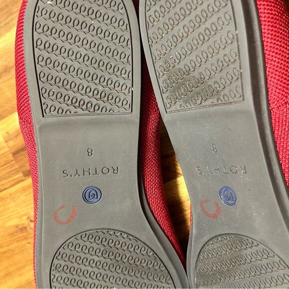 Rothy’s ‘The Flat’ Bright Red Round Toe *Size runs small* Marked as 8W- Fits 7 - Picture 5 of 11
